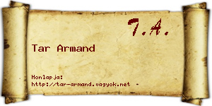 Tar Armand névjegykártya